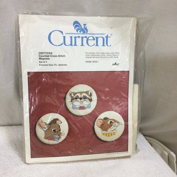 GONEVintage Current Counted Cross Stitch Critters Magnet Kit Complete Not Opened - Picture 1 of 5